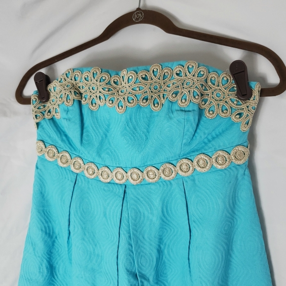 Lilly Pulitzer Shorely Blue Betsey Jacquard Dress Size 0 - Picture 3 of 8